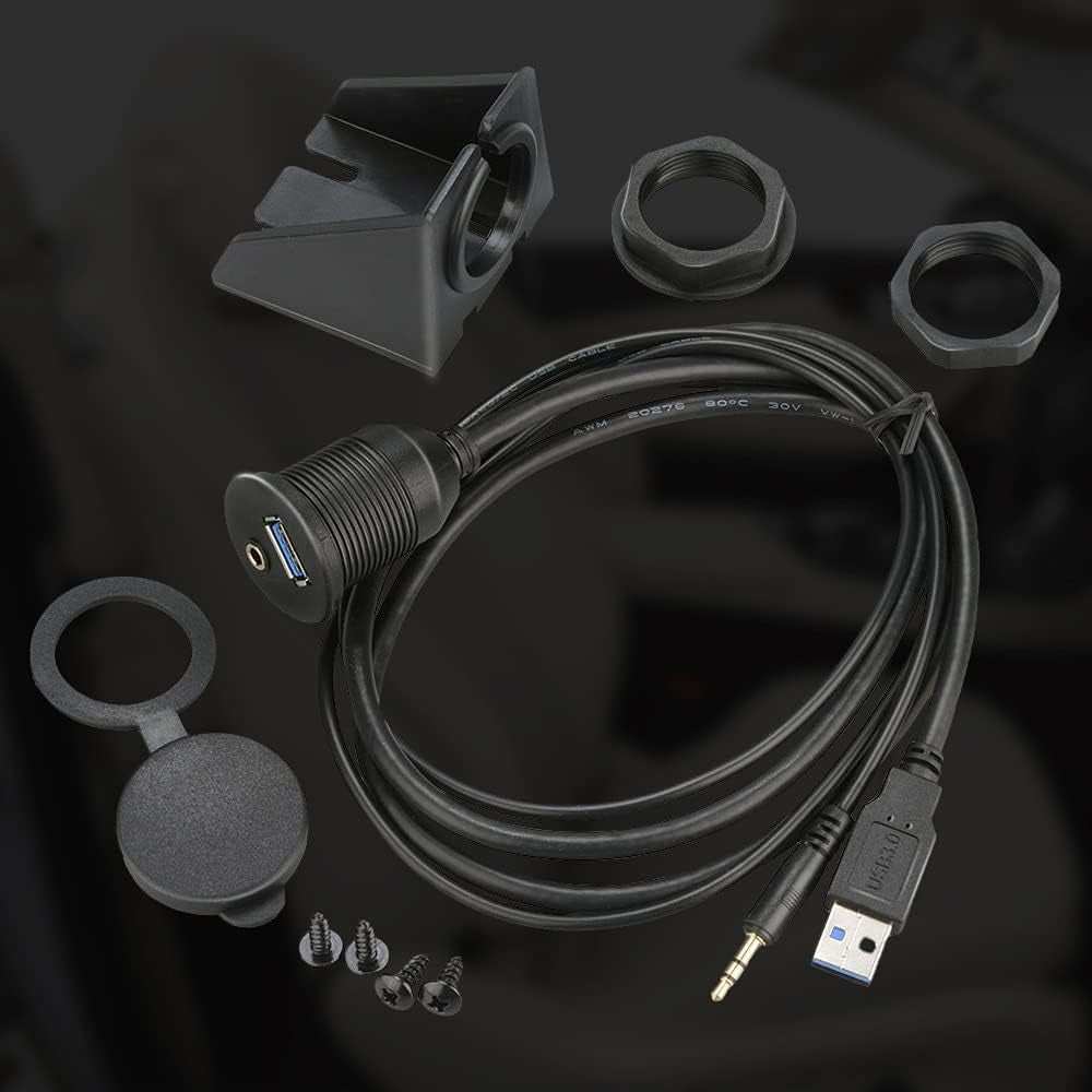USB 3.0 & 3.5Mm Car Mount Flush Cable, 3Ft