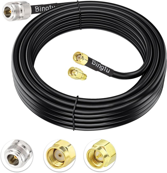 N Female to RP-SMA Male Pure Copper Low Loss Coaxial Cable 10Ft Compatible with 4G Wifi Cellular LTE Amplifier Extender Transceivers Phone Signal Booster Lora Surge Arrester Cables