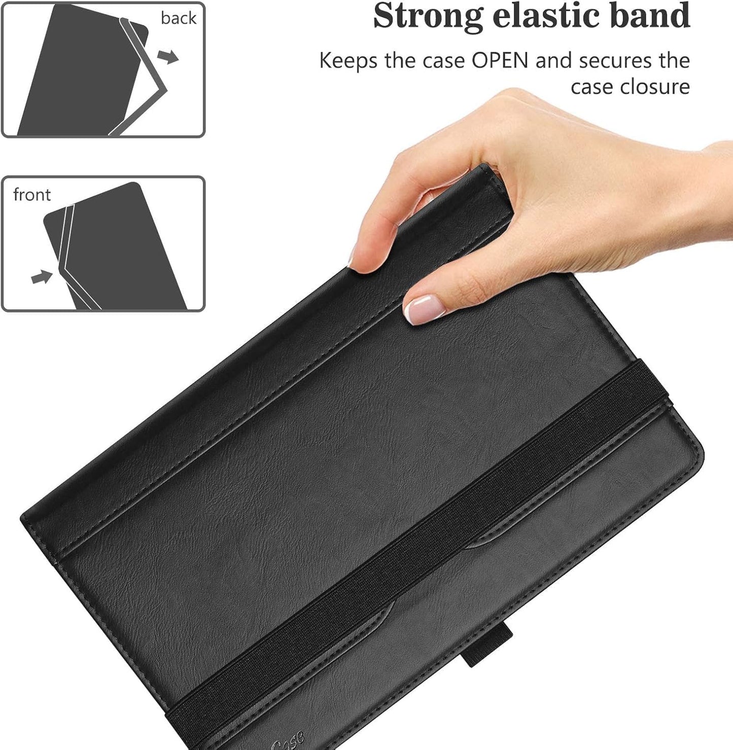 Galaxy Tab A7 10.4 Inch Case (Model SM-T500 T503 T505 T507), Premium PU Leather Protective Cover Stand Folio Case with Strap for 2020 Release Samsung Galaxy Tab A7 Tablet 10.4” -Black