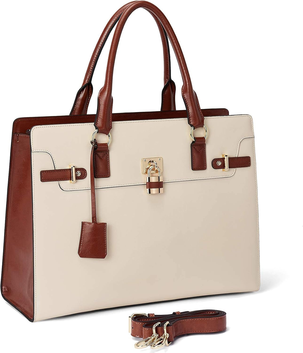 Briefcase for Women 15.6 Inch Leather Laptop Bag Vintage Slim Lawyer Business Bag Stylish Work Purse