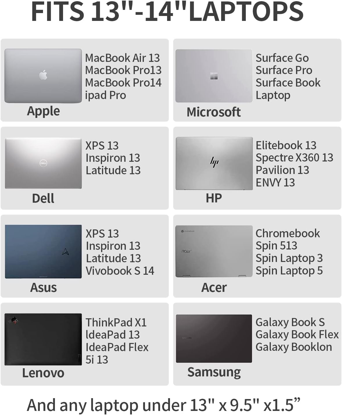 Laptop Sleeve 14 Inch for HP Dell Samsung Lenovo Asus 14 in Chromebook, PU Leather Bag Waterproof Cover Notebook Computer Case