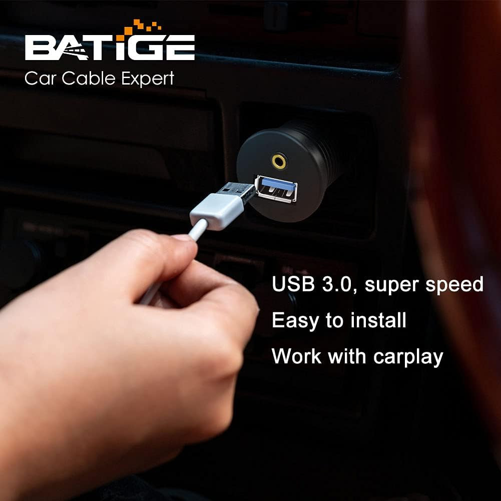 USB 3.0 & 3.5Mm Car Mount Flush Cable, 3Ft