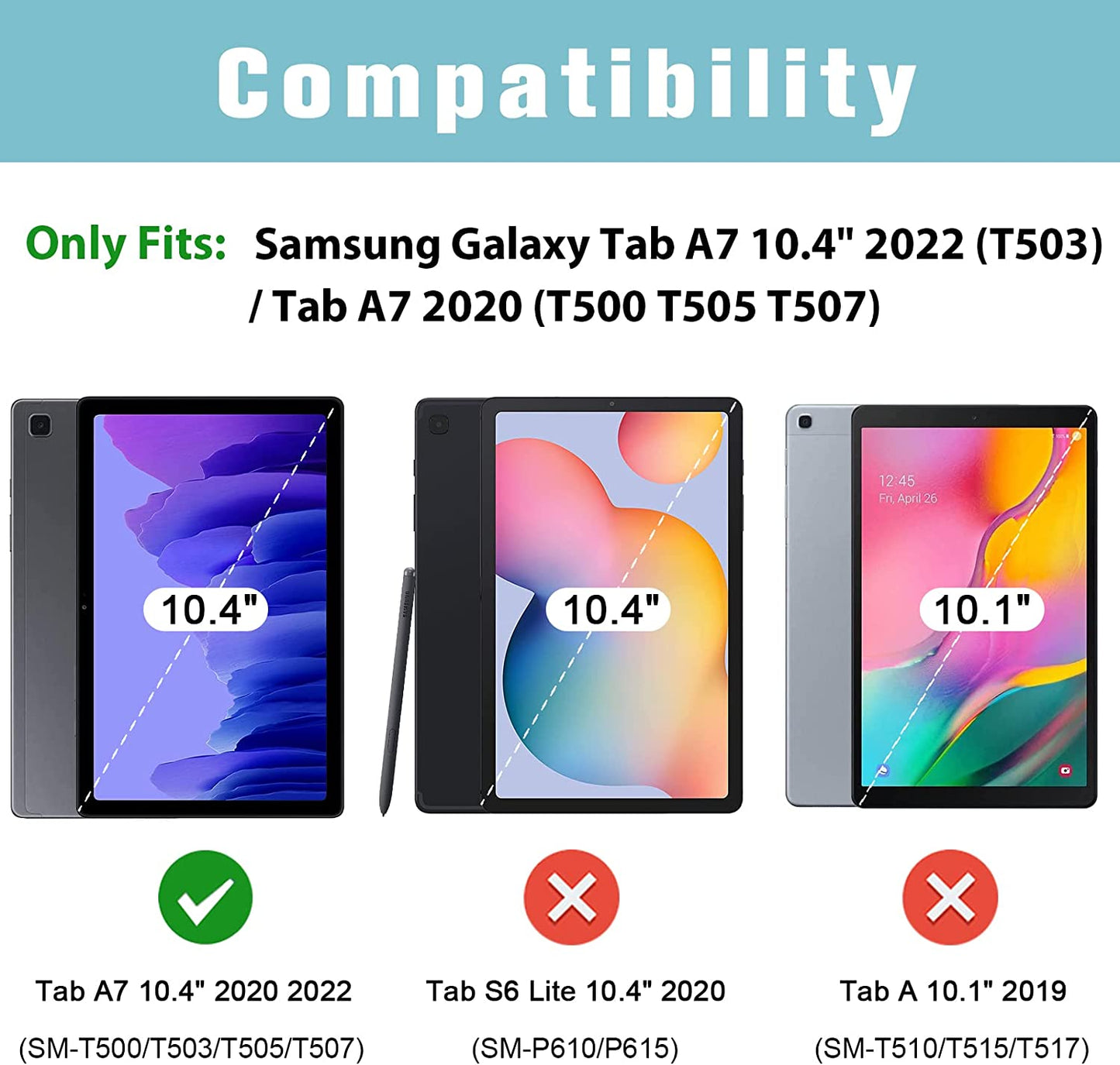 Galaxy Tab A7 10.4 Inch Case (Model SM-T500 T503 T505 T507), Premium PU Leather Protective Cover Stand Folio Case with Strap for 2020 Release Samsung Galaxy Tab A7 Tablet 10.4” -Black