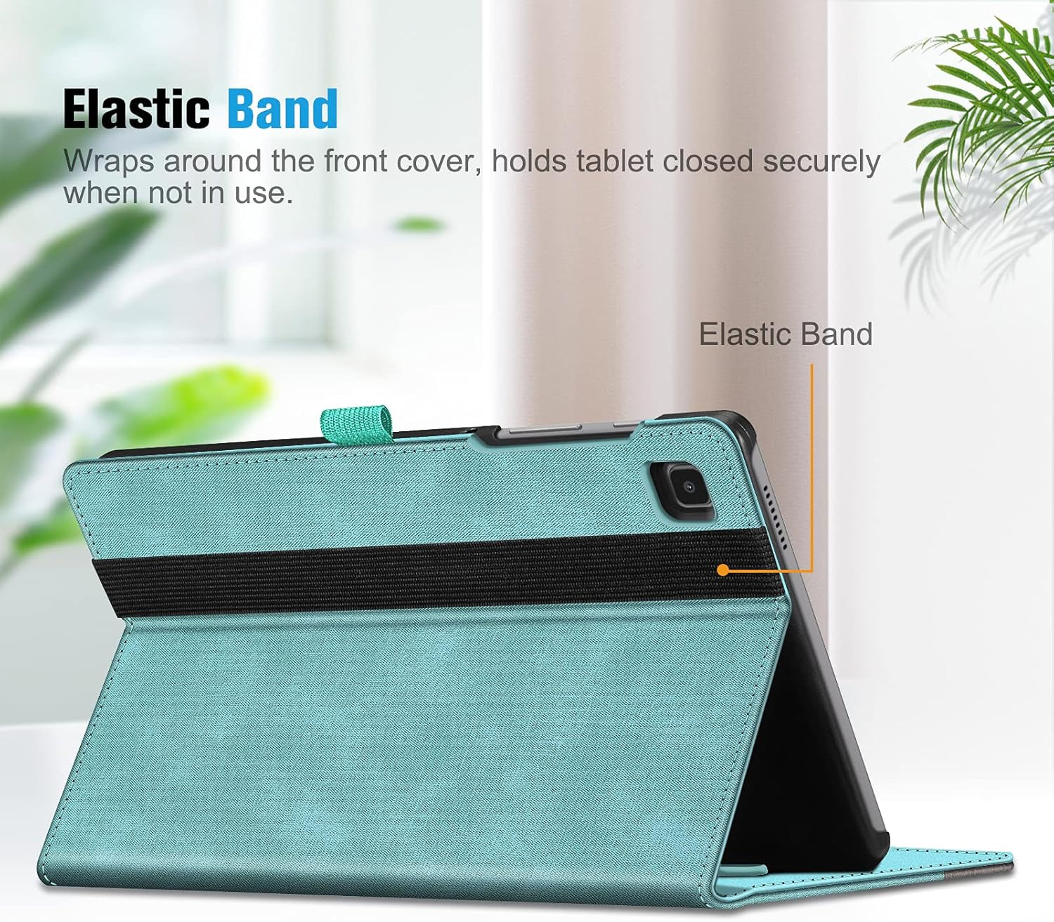 Case for Samsung Galaxy Tab A7 Lite 8.7 Inch 2021 Model (SM-T220/T225/T227), Multi-Angle Viewing Smart Stand Back Cover with Pocket, Turquoise