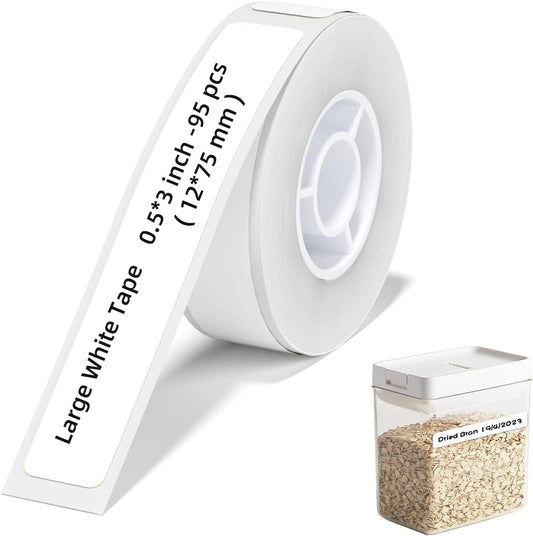 D11 Label Maker Tape Adapted Label Print Paper Standard Laminated Office Labeling Tape Replacement Pure Color (White, Large)
