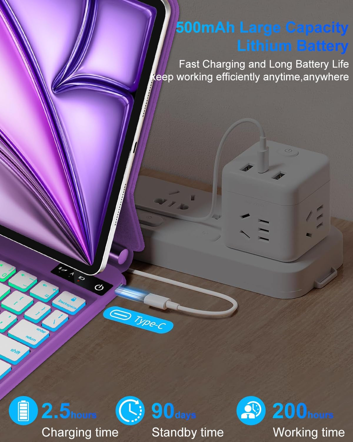 Magic Keyboard Case for Ipad Air 11-Inch (M3 2025/M2 2024) / Ipad Pro 11" (4Th/3Rd/2Nd/1St Gen) / Ipad Air 5Th 4Th Gen - Magnetic Folio Smart Keyboard Cover with Backlit Multi-Touch Trackpad - Purple