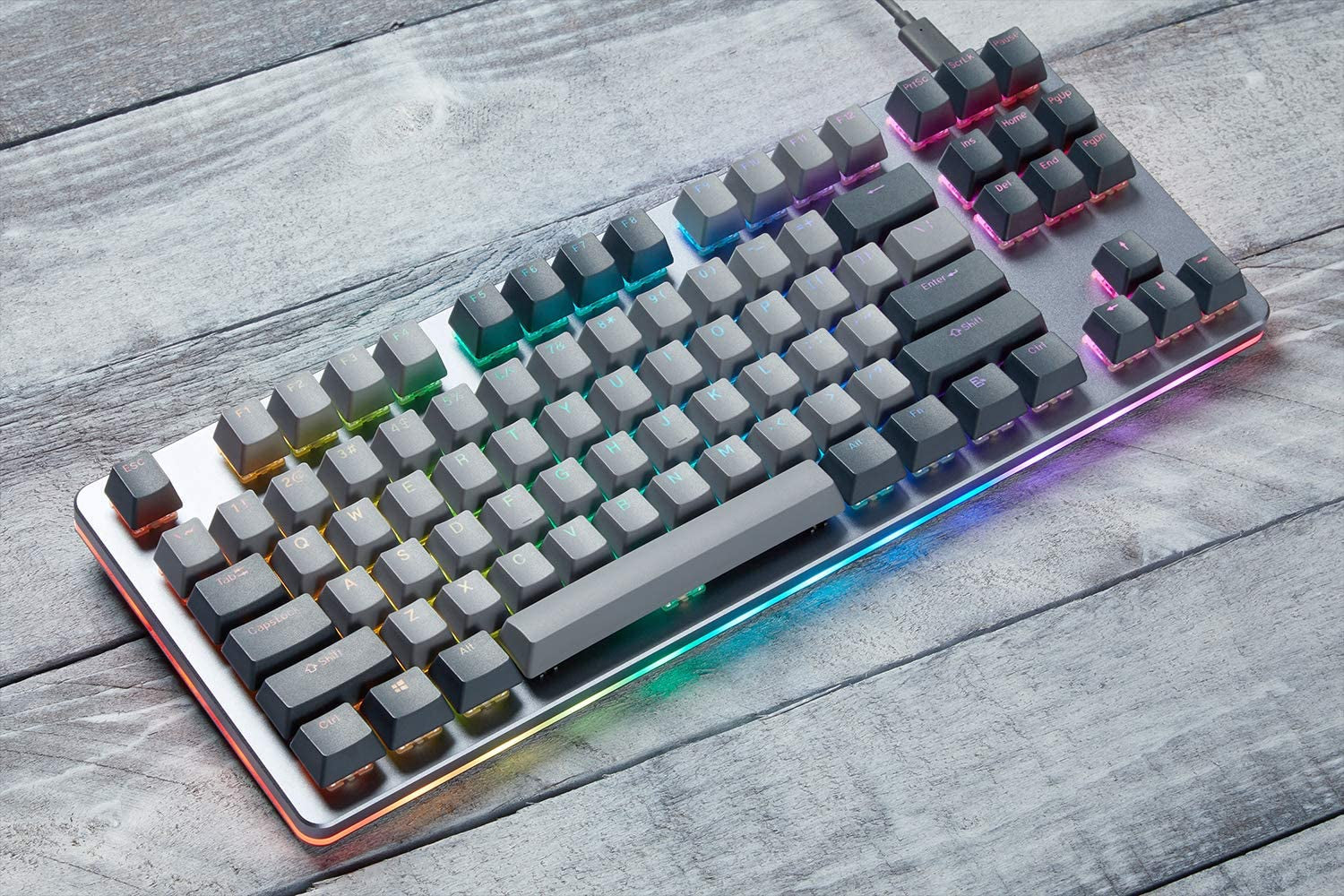 CTRL Mechanical Keyboard — Tenkeyless TKL (87 Key) Gaming Keyboard, Hot-Swap Switches, Programmable Macros, RGB LED Backlighting, USB-C, Doubleshot PBT, Aluminum Frame (Kaihua Speed Silver, Gray)
