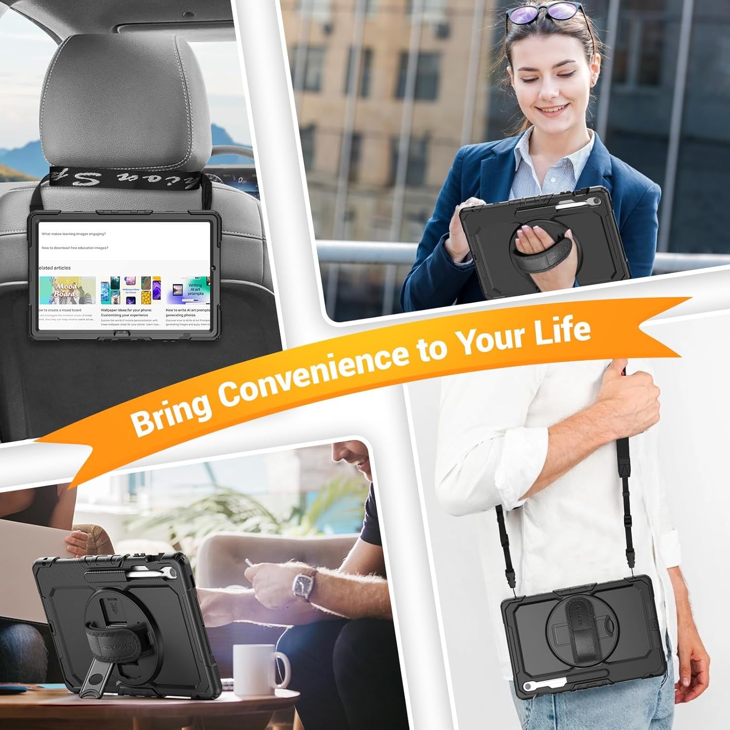 Case for Samsung Galaxy Tab S10 FE+/ S10 FE plus 5G 13.1″ 2025, Heavy Duty Full-Body Shockproof Protective Case with Screen Protector, Stand, Hand/Shoulder Strap and Pen Holder, Black