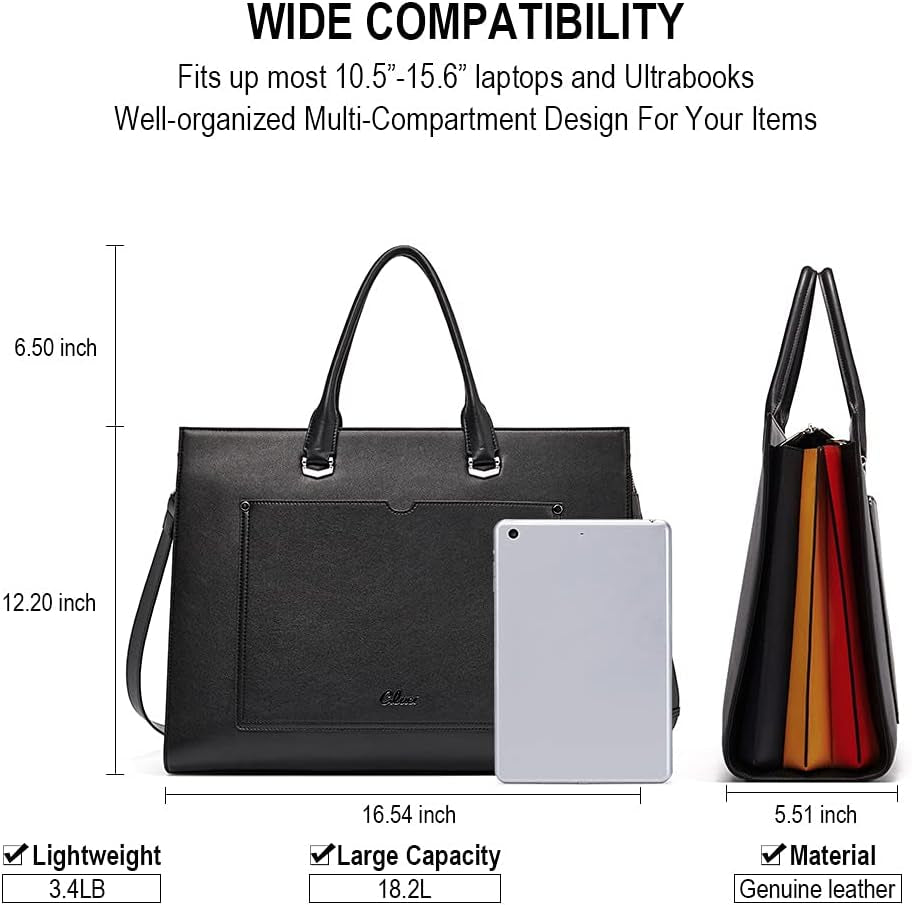 Briefcase for Women Vegan Leather 15.6 Inch Laptop Bag Large Pocket Business Ladies Shoulder Bag