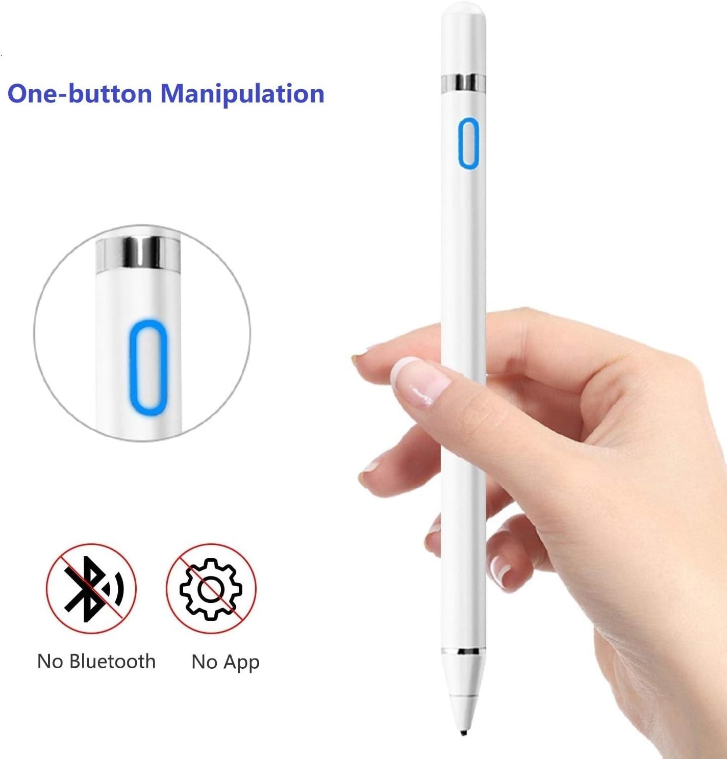 Stylus Pens for Touch Screens, Active Digital Pencil Compatible with Ipad/Ipad Pro/Air/Mini/Iphone/Other Tablet Drawing&Writing (White)