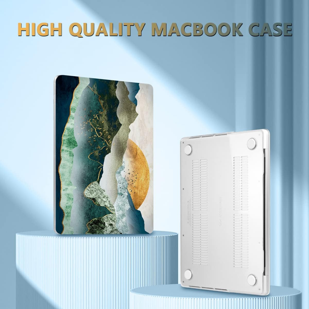Mountain Case for Macbook Pro 14 Inch 2024 2023-2021 Release Model M4 A3112 A3185 A3401/ M3 A2992 A2918/ M2 A2779 /A2442 M1 with Touch ID, Plastic Sunshine Mountain Cover for Macbook Pro 14