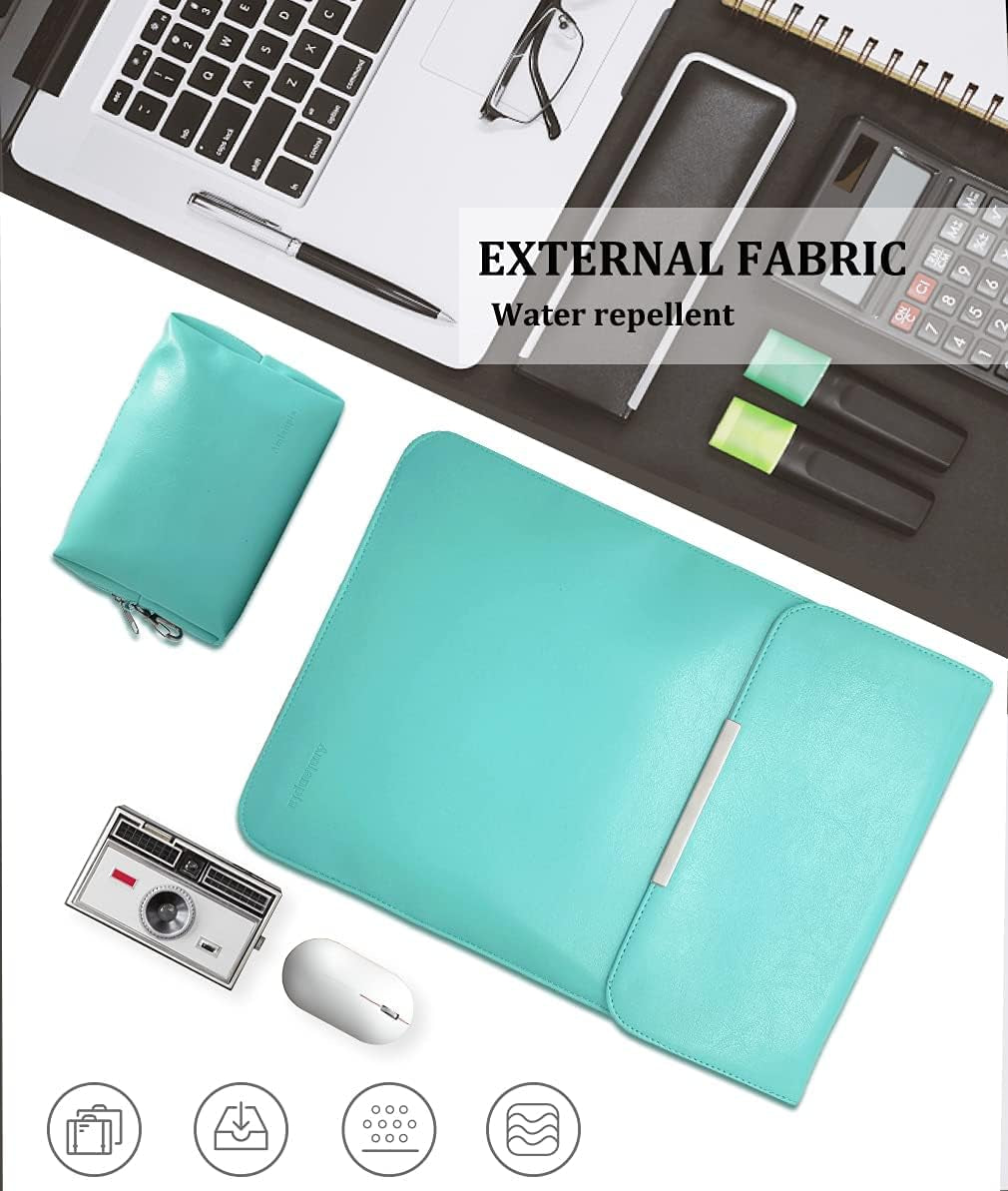 Laptop Sleeve 14 Inch for HP Dell Samsung Lenovo Asus 14 in Chromebook, PU Leather Bag Waterproof Cover Notebook Computer Case