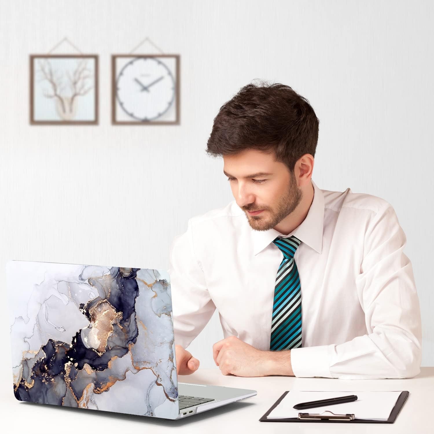 Compatible with Macbook Air 13 Inch Case 2021 2020 2019 2018 M1 A2337 A2179 A1932 Touch ID, Plastic Hard Shell +2 Keyboard Cover +Screen Protector for Macbook Air 13.3 Inch Case, Blue Marble