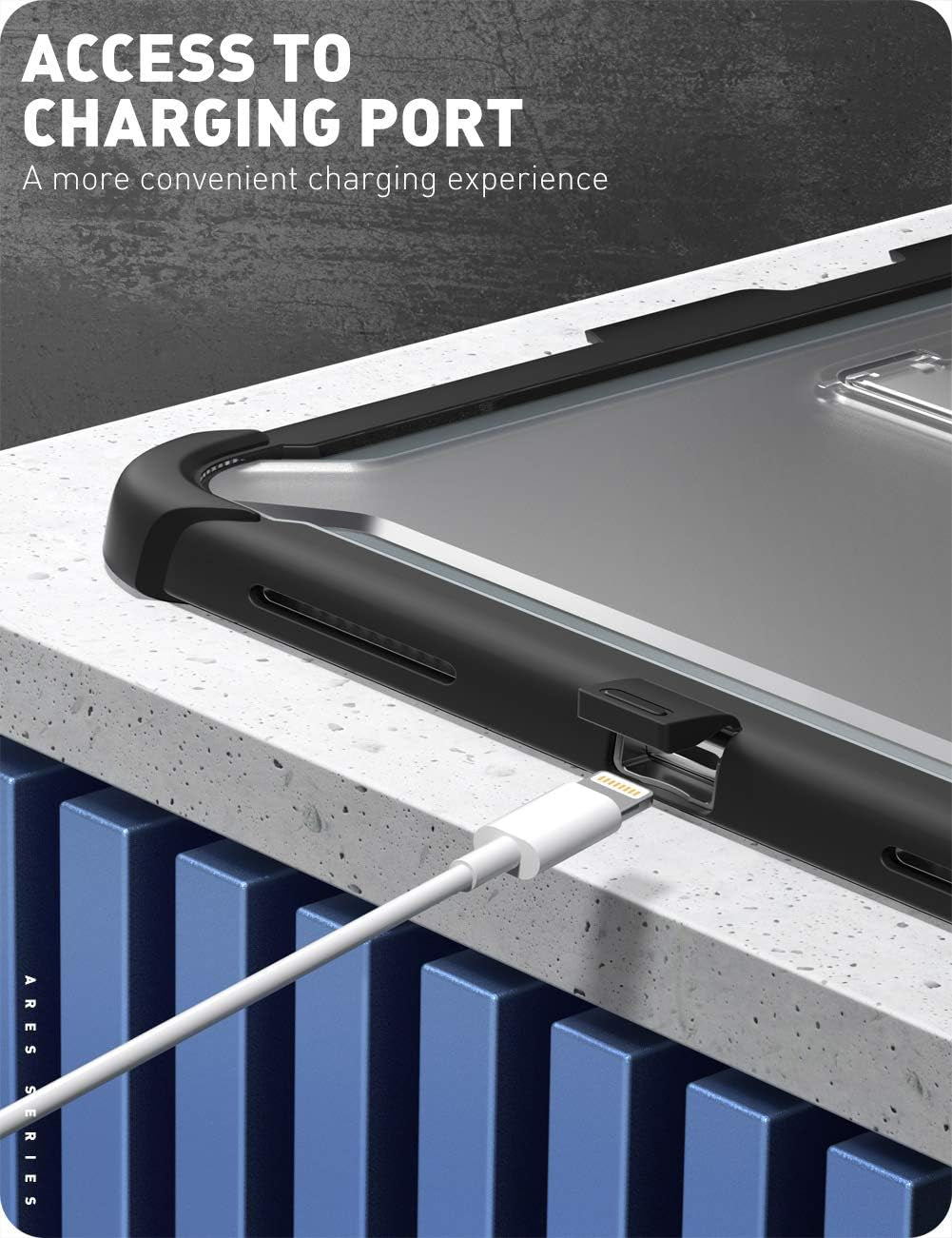 Ares Case for Ipad Air 5Th Generation/Ipad Air 4Th Generation 10.9 Case (2022/2020), Full-Body Kickstand with Built-In Screen Protector Cover with Pencil Holder (Black)