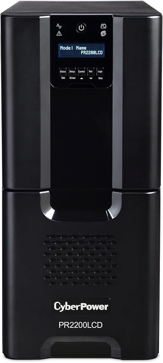 PR2200LCD Smart App Sinewave UPS System, 2200VA/1980W, 10 Outlets, AVR, Tower