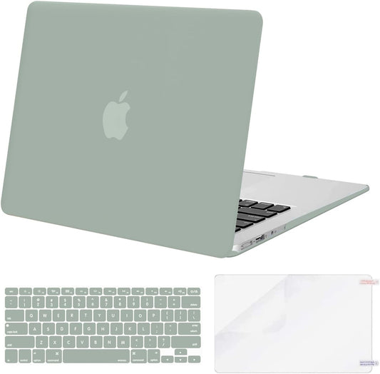 Compatible with Macbook Air 13 Inch Case (Models: A1369 & A1466, Older Version 2010-2017 Release), Protective Plastic Hard Shell Case & Keyboard Cover & Screen Protector, Antique Green