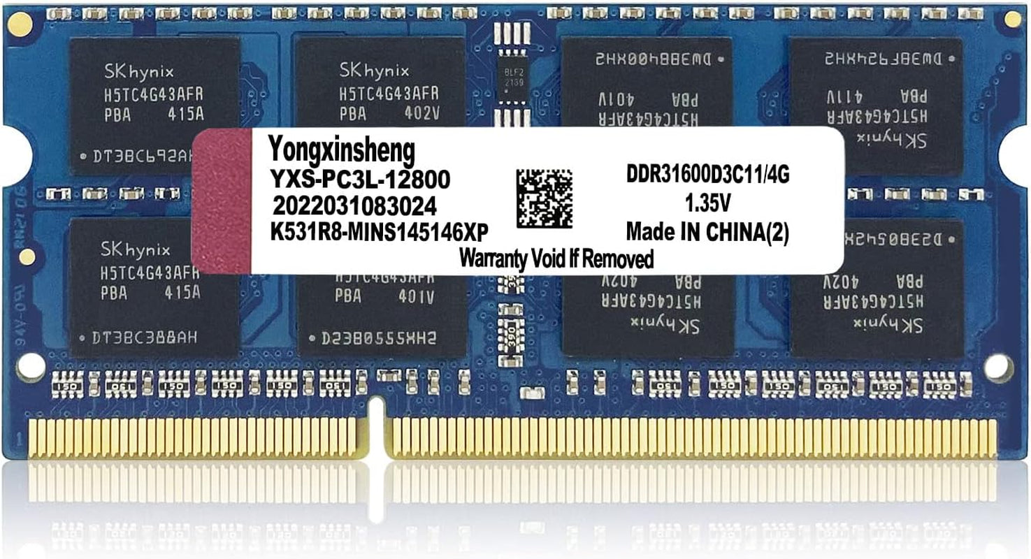 DDR3 / DDR3L 4GB Laptop RAM 1600Mhz PC3L/PC3-12800 SODIMM Non-Ecc Unbuffered 1.35V/1.5V 2Rx8 Dual Rank 204 Pin CL11 Notebook Computer Memory Upgrade Module(Blue)