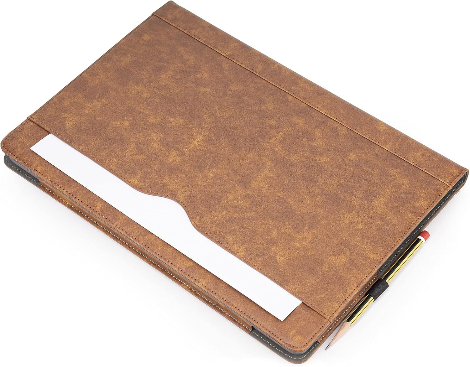 TYTX Compatible with Macbook Pro Leather Case 16 Inch 2019 2020 A2141 with Touch ID Laptop Sleeve Protective Folio Book Cover with Vents, Brown