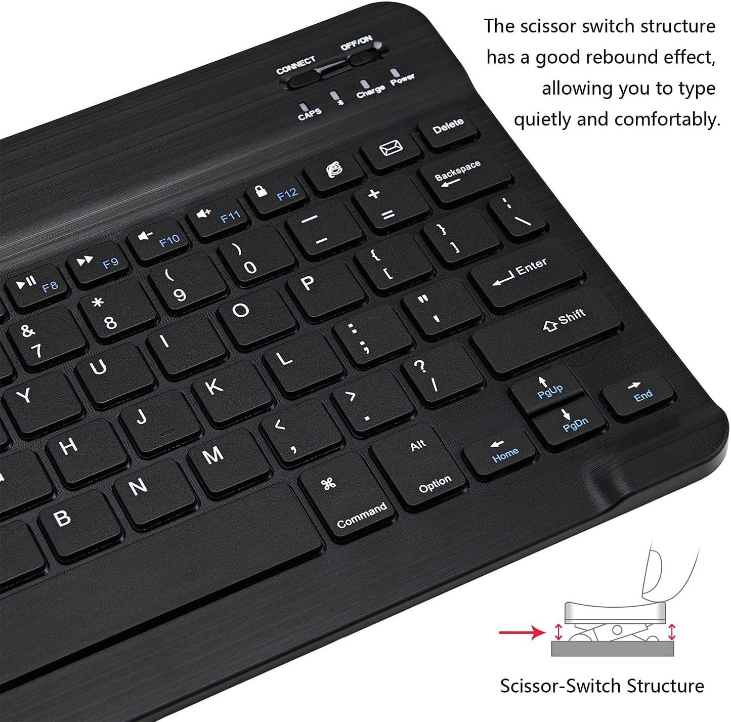 Ultra-Slim Bluetooth Keyboard Portable Mini Wireless Keyboard Rechargeable for Apple Ipad Iphone Samsung Tablet Phone Smartphone Ipados Ios Android (10 Inch Black)