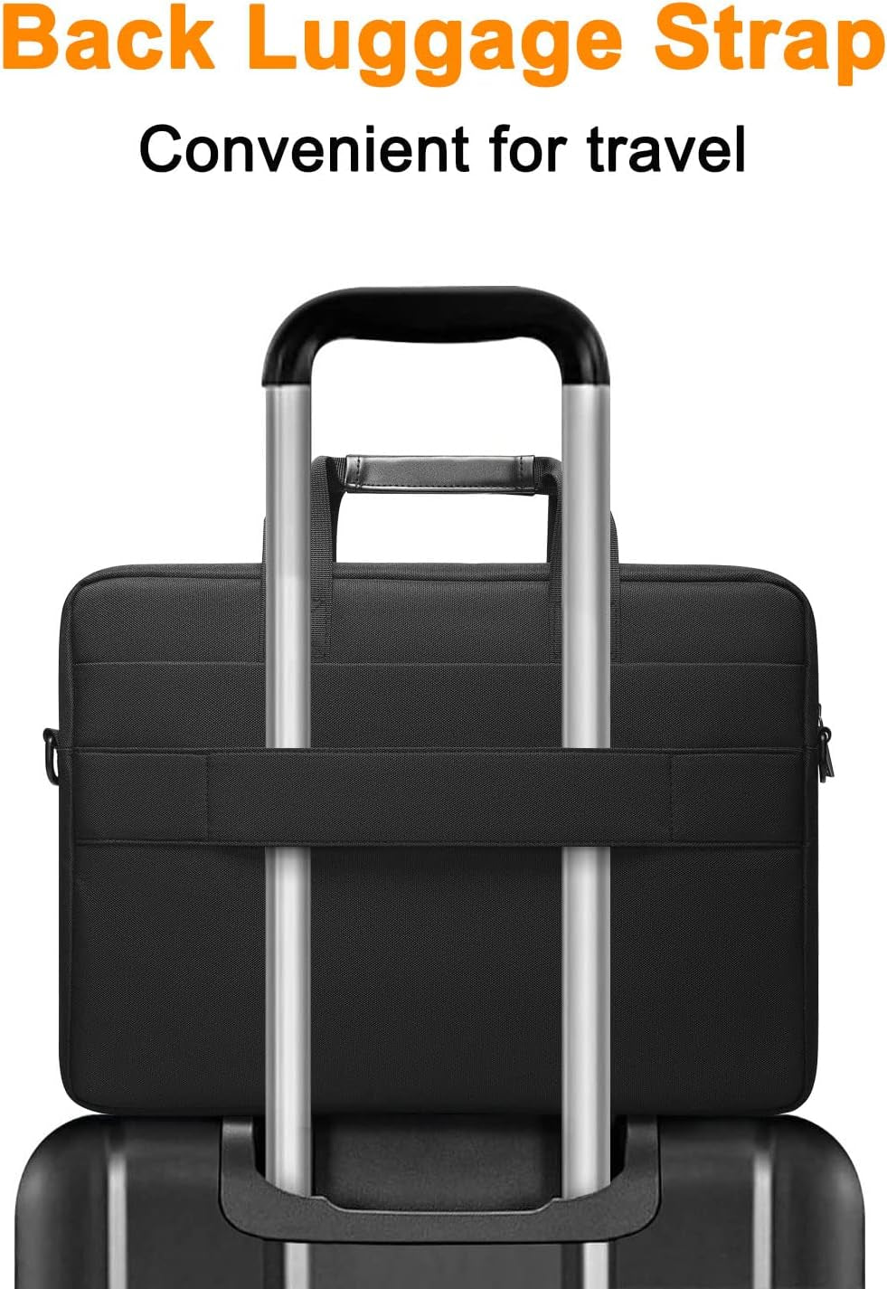 360 Protective Laptop Shoulder Bag Compatible with Macbook Air/Pro,13-13.3 Inch Notebook,Compatible with Macbook Pro 14 Inch 2021,Polyester Sleeve with 3 Front Pockets&Fix Handle&Belt,Black