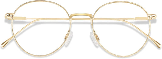 Blue Light Blocking Glasses Women Men Small Face Computer Clear Bluelight Blocker Super Lightweight Metal Frame Round