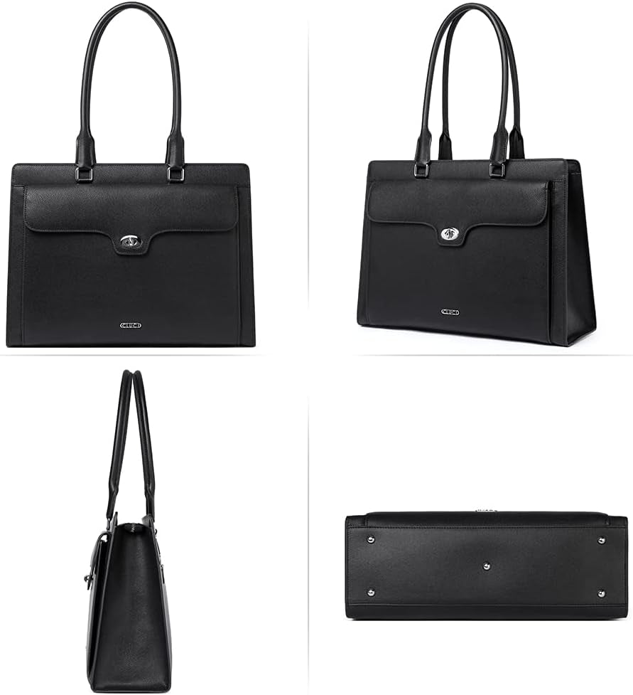 Briefcase for Women Oil Wax Leather Vintage 15.6 Inch Laptop Business Shoulder Bag