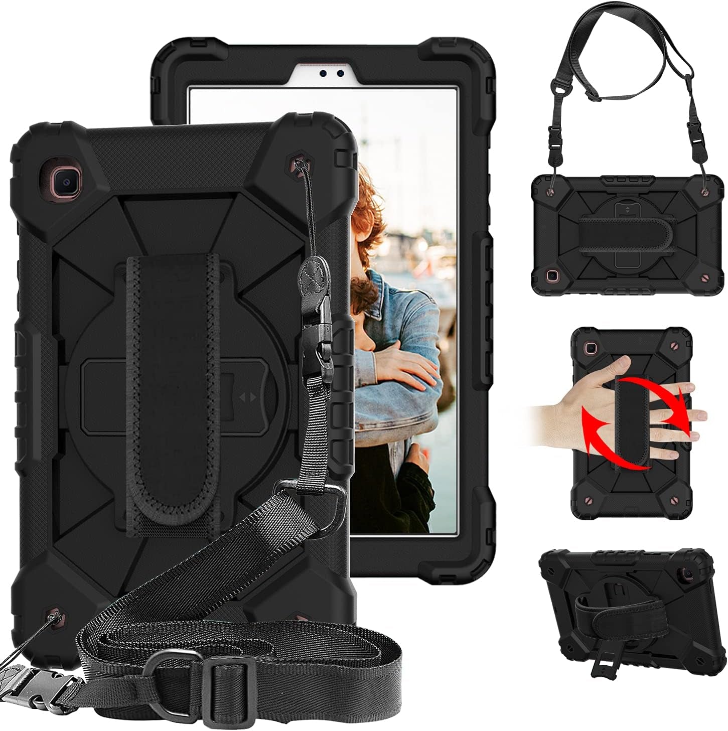 Case for Galaxy Tab A7 Lite 8.7 Case, Heavy Duty Rugged Full-Body Hybrid Shockproof Drop Protection Cover for Samsung Galaxy Tab A7 Lite 8.7 2021 Model SM-T220 / SM- T225 (7-Black+Black)