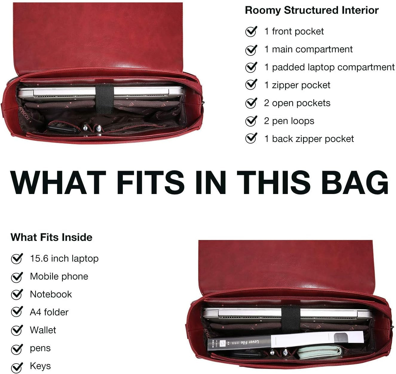 Women'S Briefcase Vegan Leather Laptop Bag for Work Shoulder Computer Satchel Bag with Detachable Bow