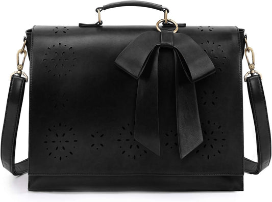 Women'S Briefcase Vegan Leather Laptop Bag for Work Shoulder Computer Satchel Bag with Detachable Bow