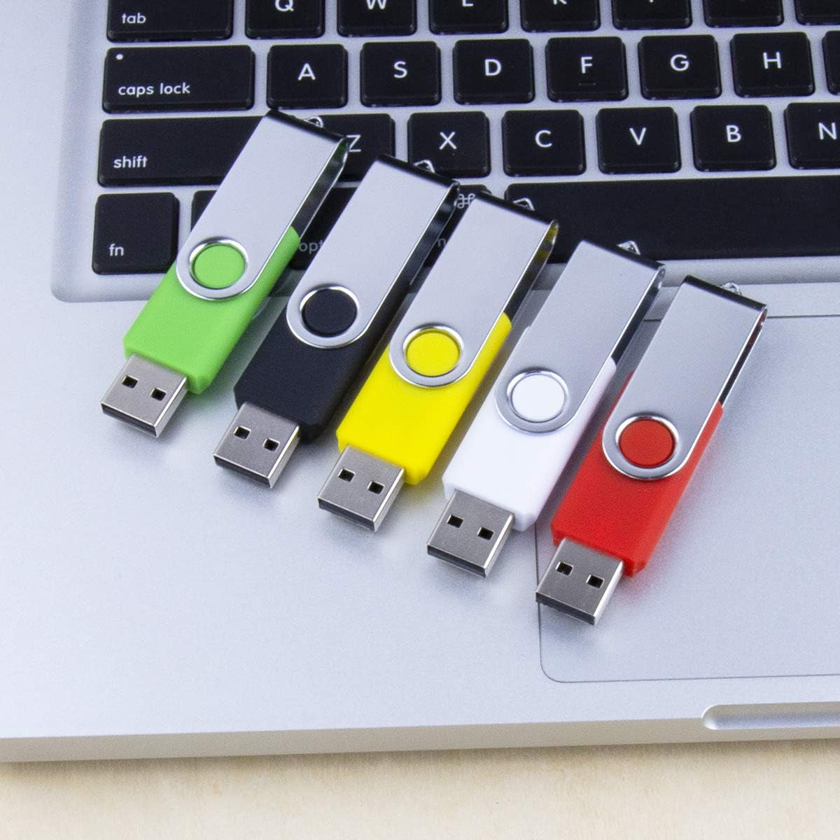 8GB Flash Drive,  Thumb Drives 5 Pack, 8 Gig USB Drive with Lanyards Metal Swivel 8GB USB Memory Stick Pen Drive with LED Indicator(5 Mixed Color)