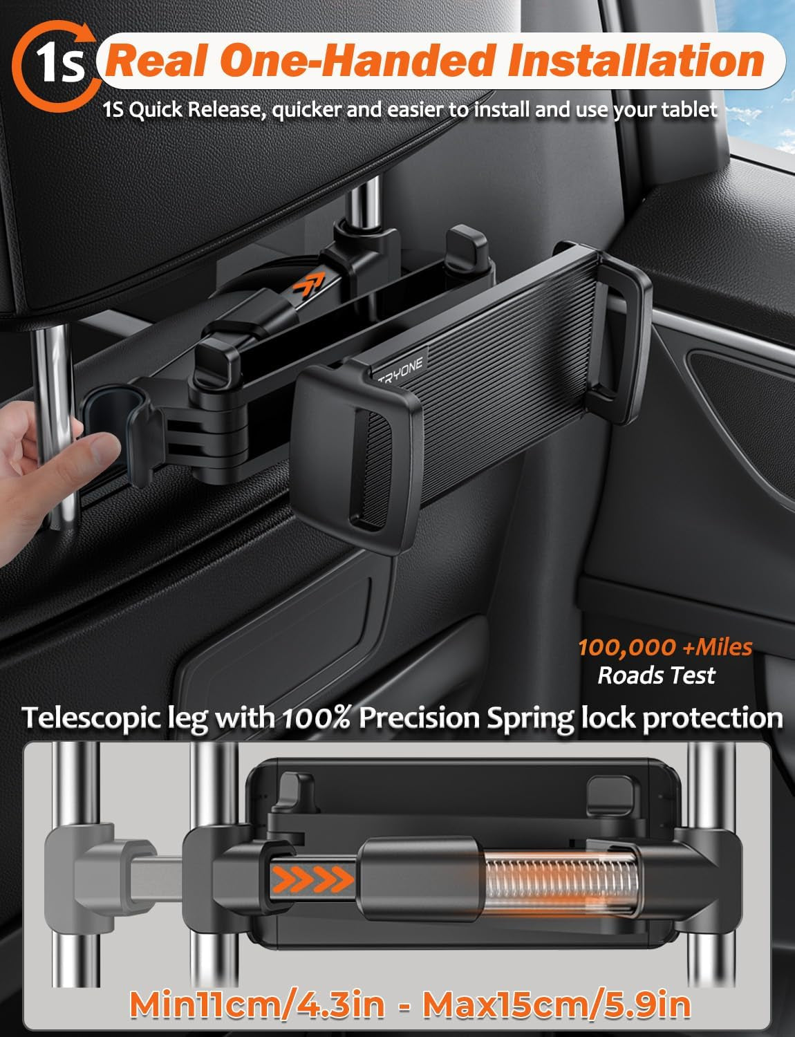 Car Headrest Tablet Holder Mount Stretchable Backseat Tablets Stand for Kids, Car Seat Mounts Compatible with Ipad Pro 12.9 Air Mini, Iphone, Galaxy Tab, Switch, All 4.7-12.9" Screen Devices