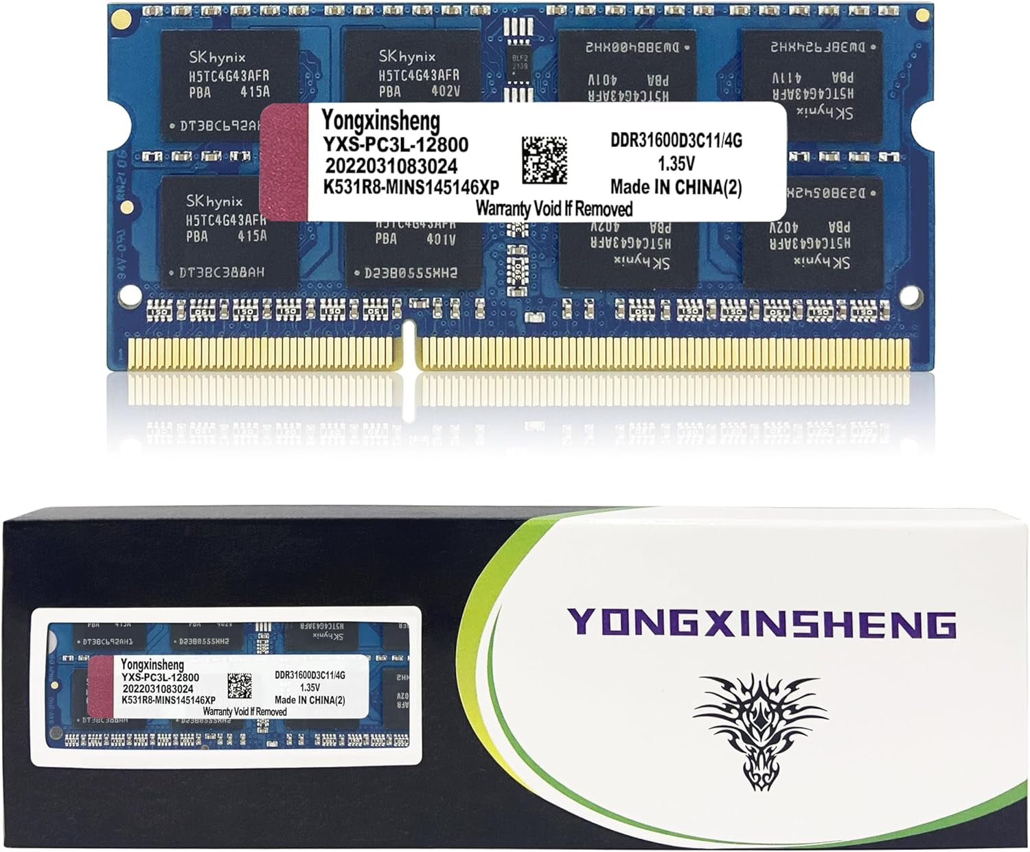 DDR3 / DDR3L 4GB Laptop RAM 1600Mhz PC3L/PC3-12800 SODIMM Non-Ecc Unbuffered 1.35V/1.5V 2Rx8 Dual Rank 204 Pin CL11 Notebook Computer Memory Upgrade Module(Blue)