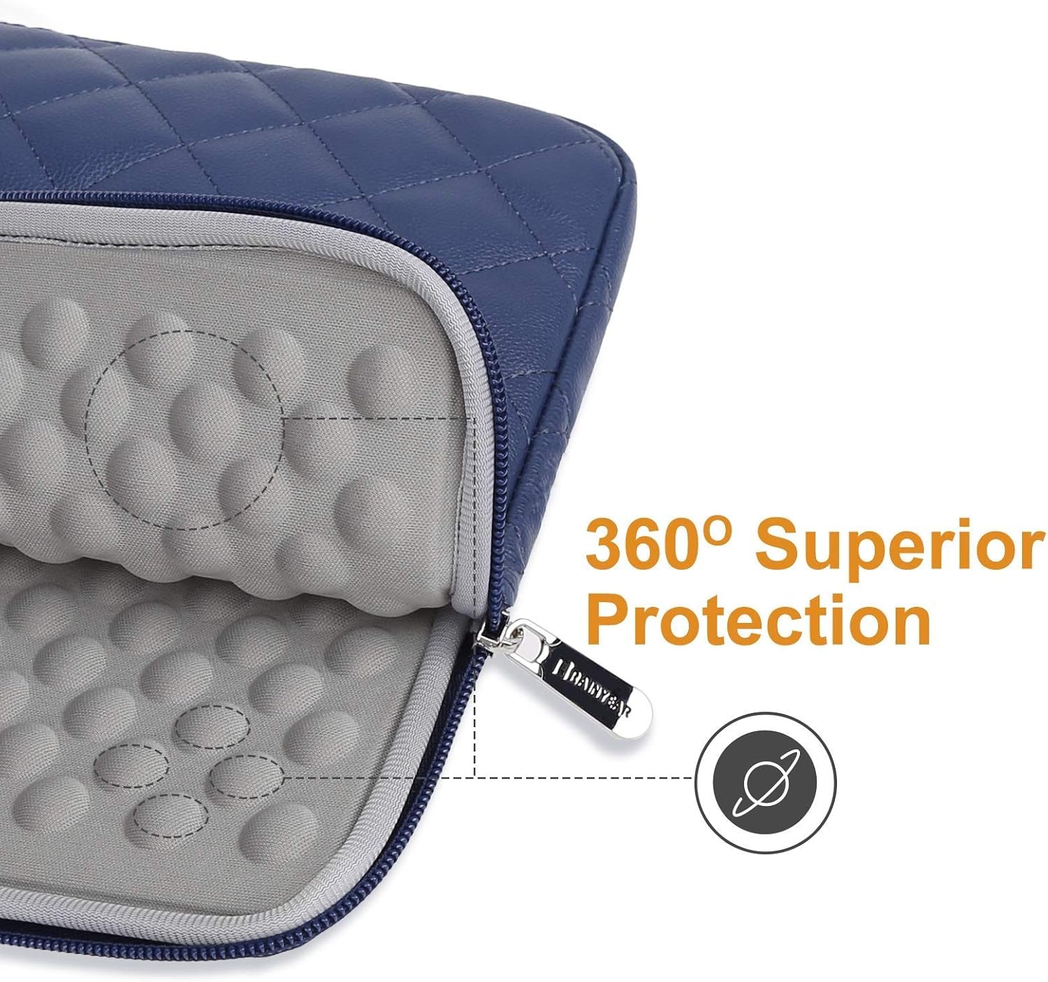 11 Inch Laptop Sleeve Diamond PU Leather Case Protective Shockproof Water Resistant Cover Carrying Computer Bag Compatible with 11.6 Macbook Air Surface for 11" Chromebook Notebook(Navy Blue)