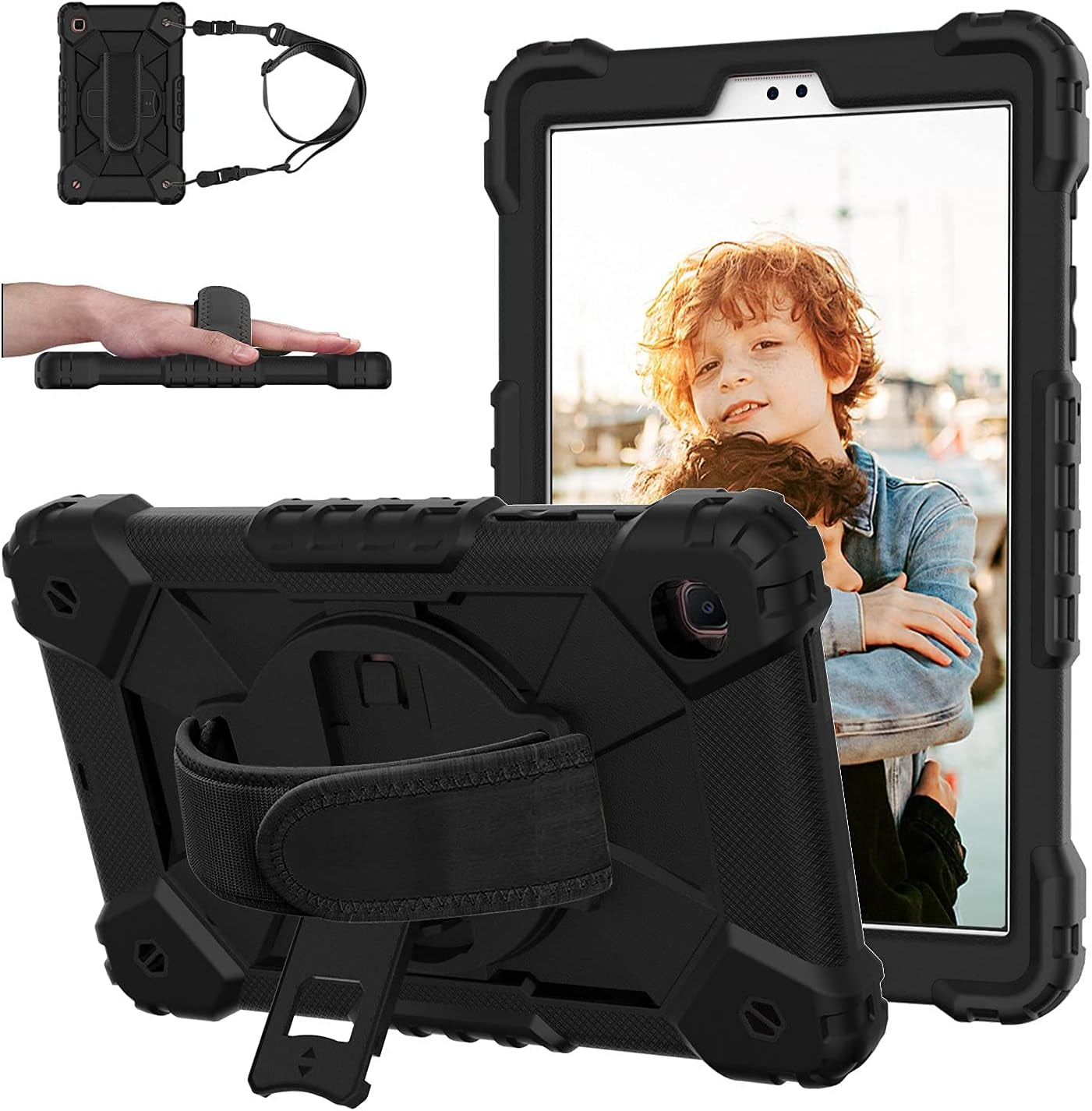 Case for Galaxy Tab A7 Lite 8.7 Case, Heavy Duty Rugged Full-Body Hybrid Shockproof Drop Protection Cover for Samsung Galaxy Tab A7 Lite 8.7 2021 Model SM-T220 / SM- T225 (7-Black+Black)