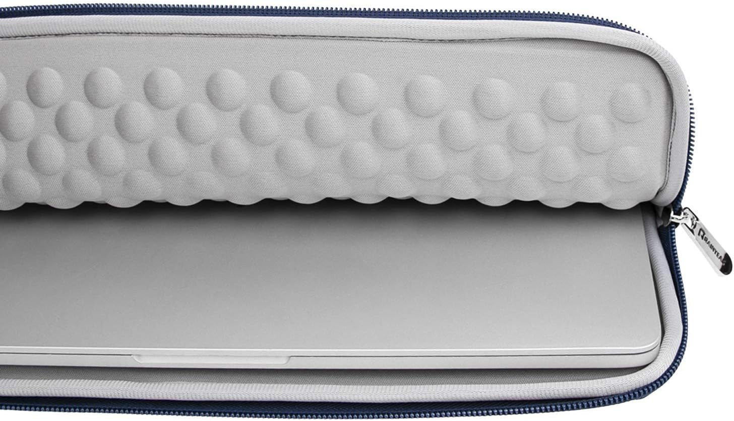 11 Inch Laptop Sleeve Diamond PU Leather Case Protective Shockproof Water Resistant Cover Carrying Computer Bag Compatible with 11.6 Macbook Air Surface for 11" Chromebook Notebook(Navy Blue)