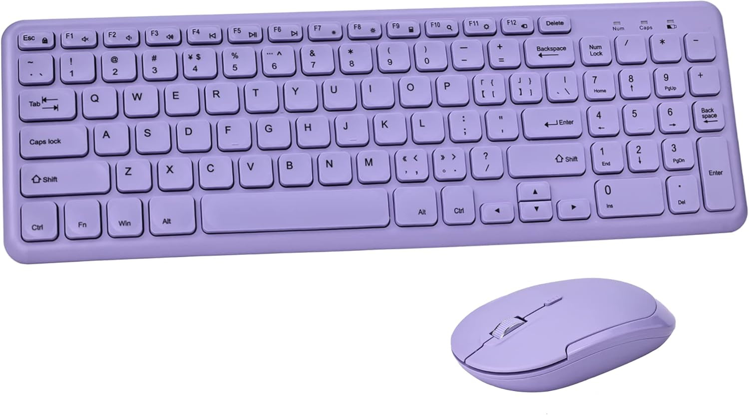 Wireless Ergonomic Keyboard and Mouse Combo, Sweet Mixed Color Cute Keyboard, 2.4G USB, Compatible with Computer, Laptop, PC Desktops, Mac (Purple)