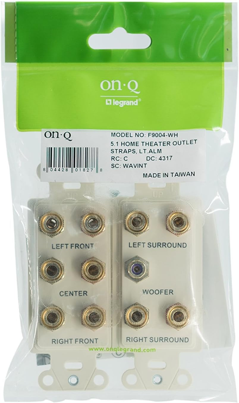 Legrand - Onq 5.1 Home Theater Outlet Straps, Home Theater Connection Kit with Home Theater Strap and Cable Access Strap, White, 1 Count, F9004WH