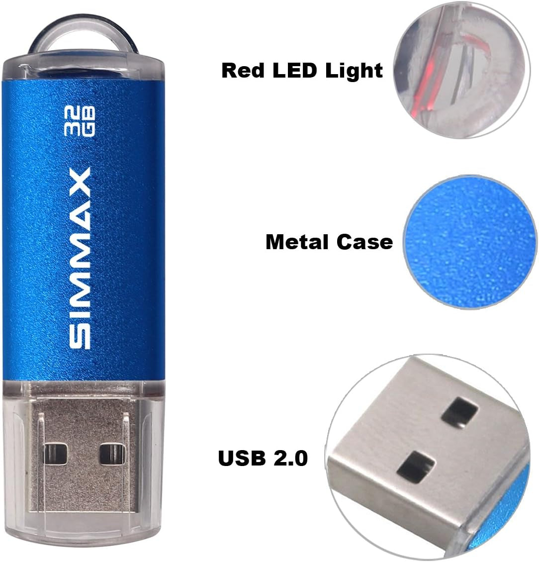 Memory Stick 32GB USB 2.0 Flash Drives Thumb Drive Pen Drive (32GB Blue)
