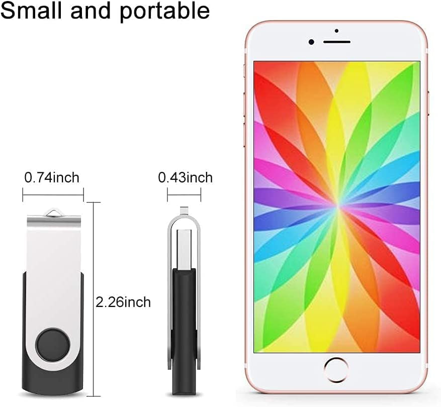 8GB USB Flash Drive 50 Packs, Bulk USB Sticks 2.0 Mutipack Thumb Drive 360° Swivel USB Stick, FAT32 Jump Drives Pen Drive Zip Drives for Data Storage/Files Backup/Document Transfer - Black