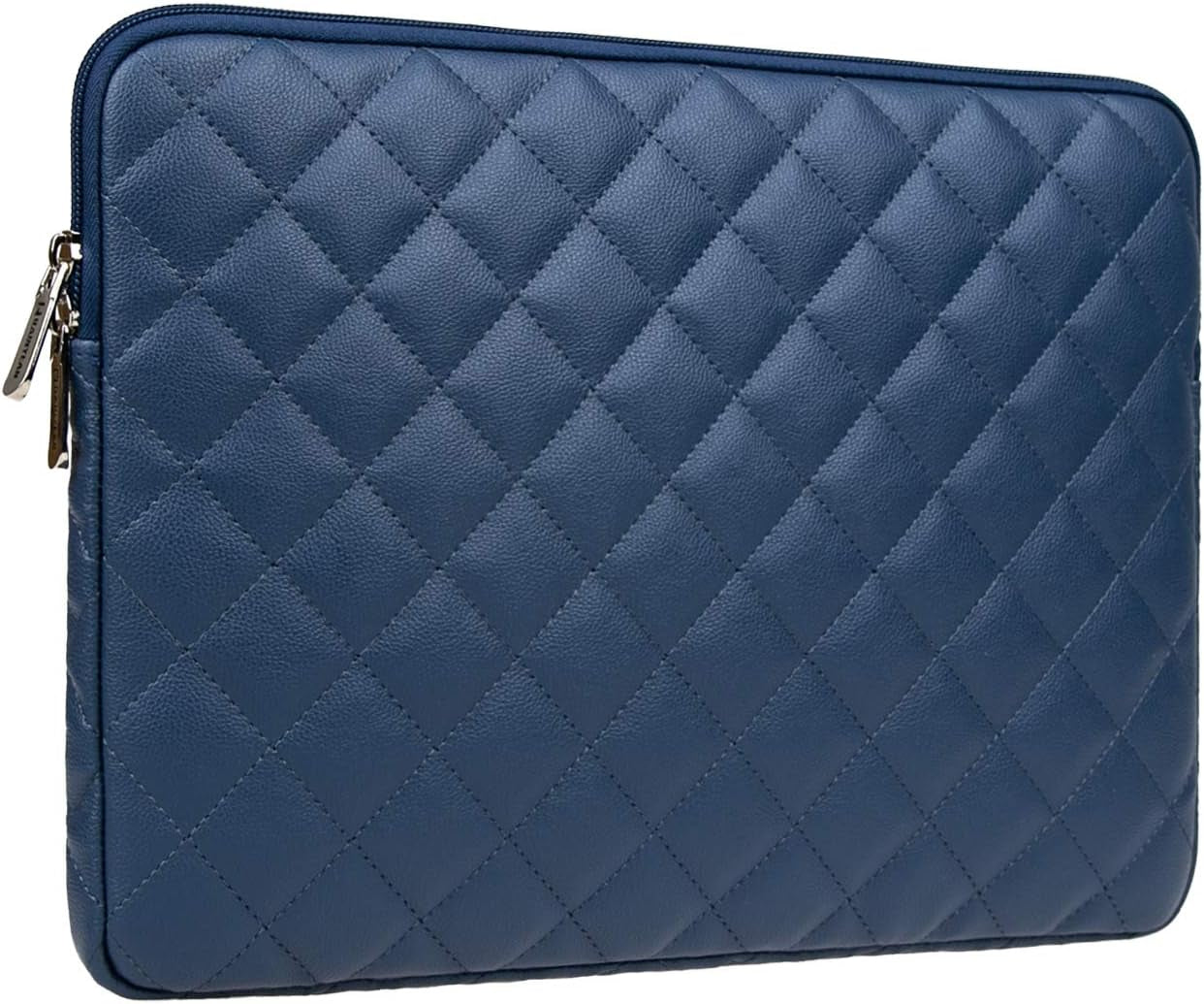 11 Inch Laptop Sleeve Diamond PU Leather Case Protective Shockproof Water Resistant Cover Carrying Computer Bag Compatible with 11.6 Macbook Air Surface for 11" Chromebook Notebook(Navy Blue)