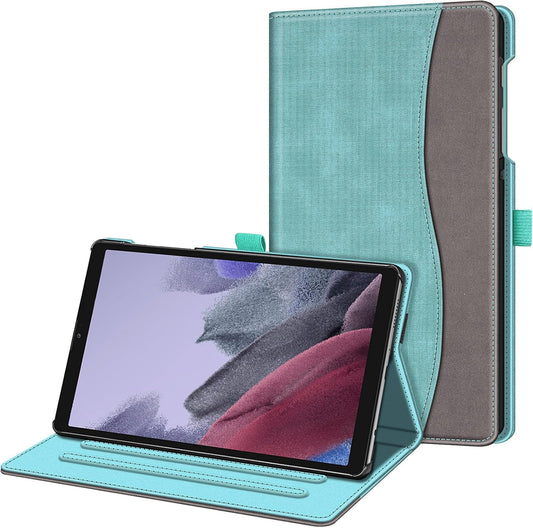 Case for Samsung Galaxy Tab A7 Lite 8.7 Inch 2021 Model (SM-T220/T225/T227), Multi-Angle Viewing Smart Stand Back Cover with Pocket, Turquoise