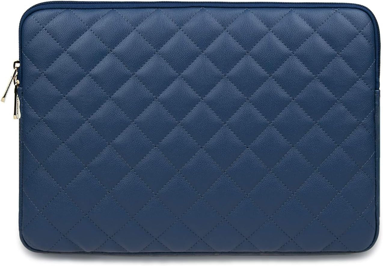 11 Inch Laptop Sleeve Diamond PU Leather Case Protective Shockproof Water Resistant Cover Carrying Computer Bag Compatible with 11.6 Macbook Air Surface for 11" Chromebook Notebook(Navy Blue)