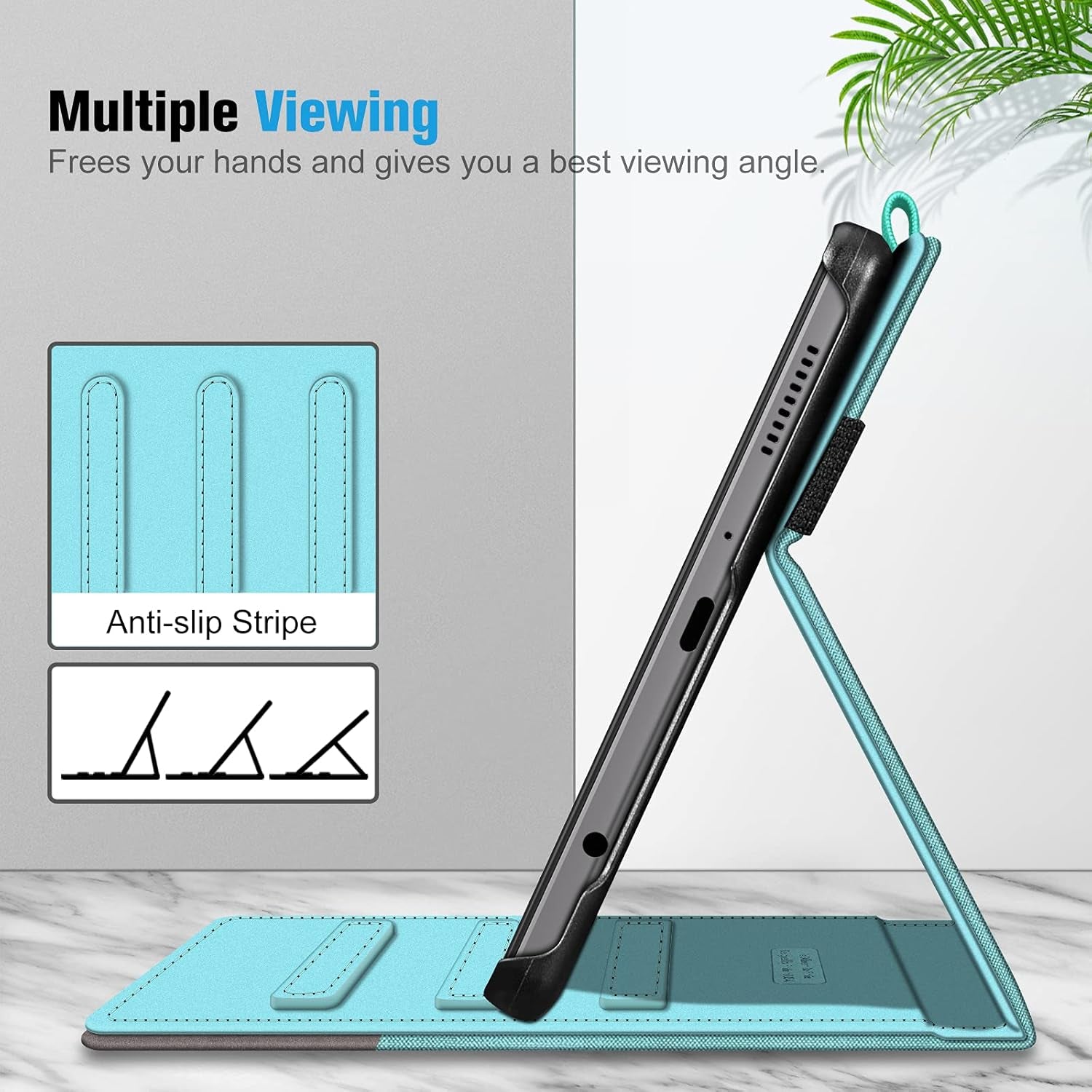 Case for Samsung Galaxy Tab A7 Lite 8.7 Inch 2021 Model (SM-T220/T225/T227), Multi-Angle Viewing Smart Stand Back Cover with Pocket, Turquoise