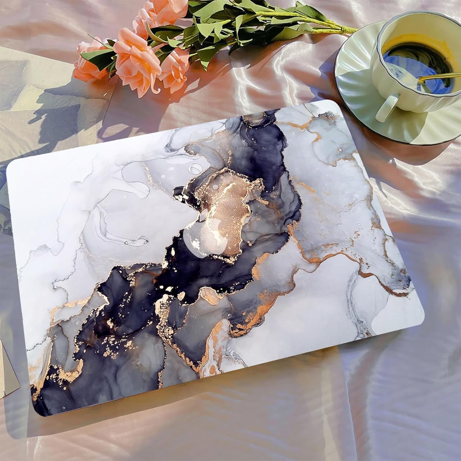 Compatible with Macbook Air 13 Inch Case 2021 2020 2019 2018 M1 A2337 A2179 A1932 Touch ID, Plastic Hard Shell +2 Keyboard Cover +Screen Protector for Macbook Air 13.3 Inch Case, Blue Marble