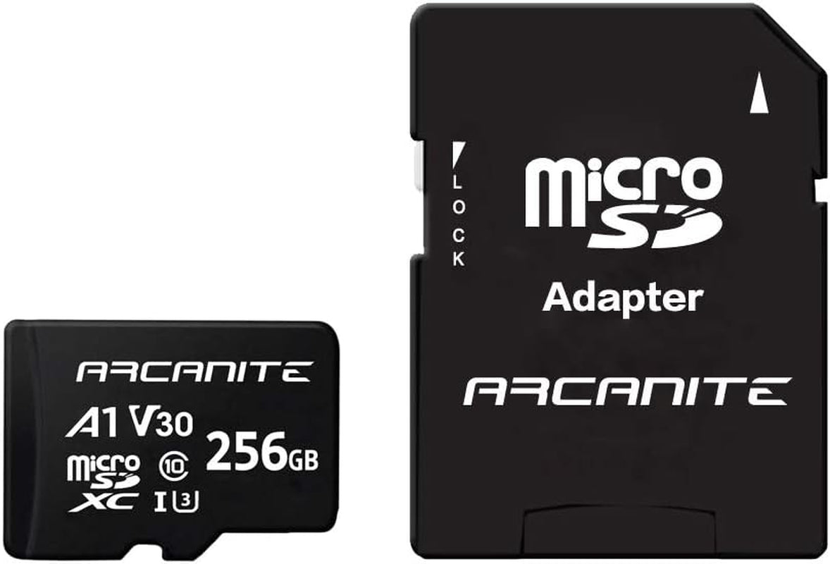 256GB Microsdxc Memory Card with Adapter - A1, UHS-I U3, V30, 4K, C10, Micro SD, Optimal Read Speeds up to 90 Mb/S