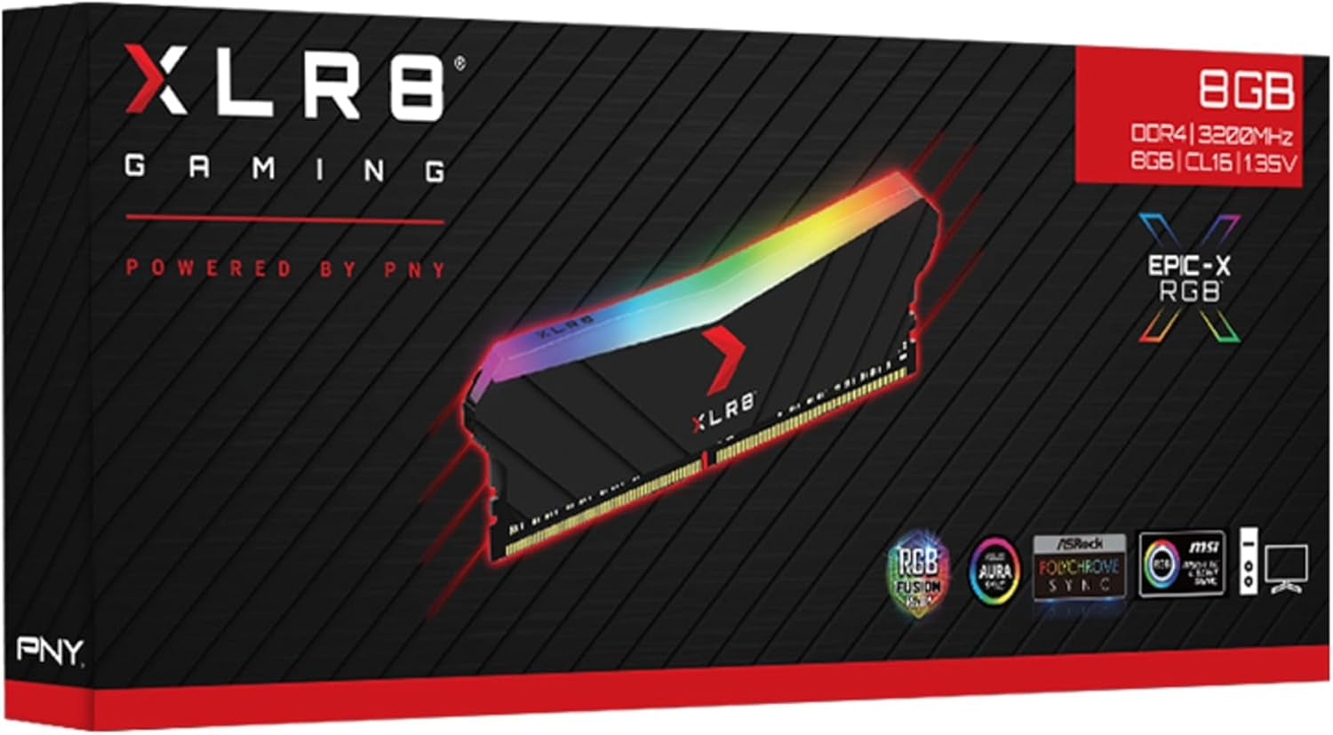 XLR8 Gaming 8GB DDR4 3200Mhz (PC4-25600) CL16 1.35V RGB Desktop (DIMM) Memory – MD8GD4320016XRGB