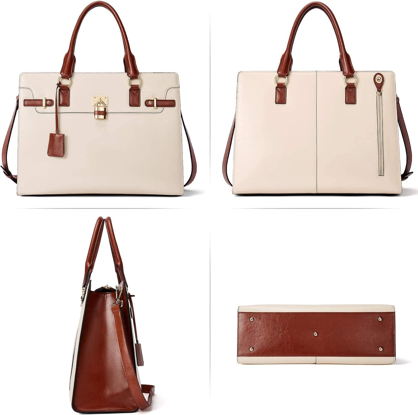 Briefcase for Women 15.6 Inch Leather Laptop Bag Vintage Slim Lawyer Business Bag Stylish Work Purse