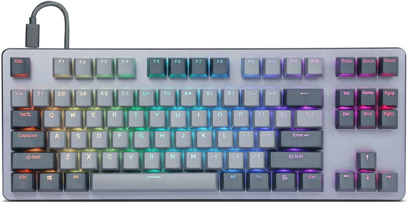 CTRL Mechanical Keyboard — Tenkeyless TKL (87 Key) Gaming Keyboard, Hot-Swap Switches, Programmable Macros, RGB LED Backlighting, USB-C, Doubleshot PBT, Aluminum Frame (Kaihua Speed Silver, Gray)