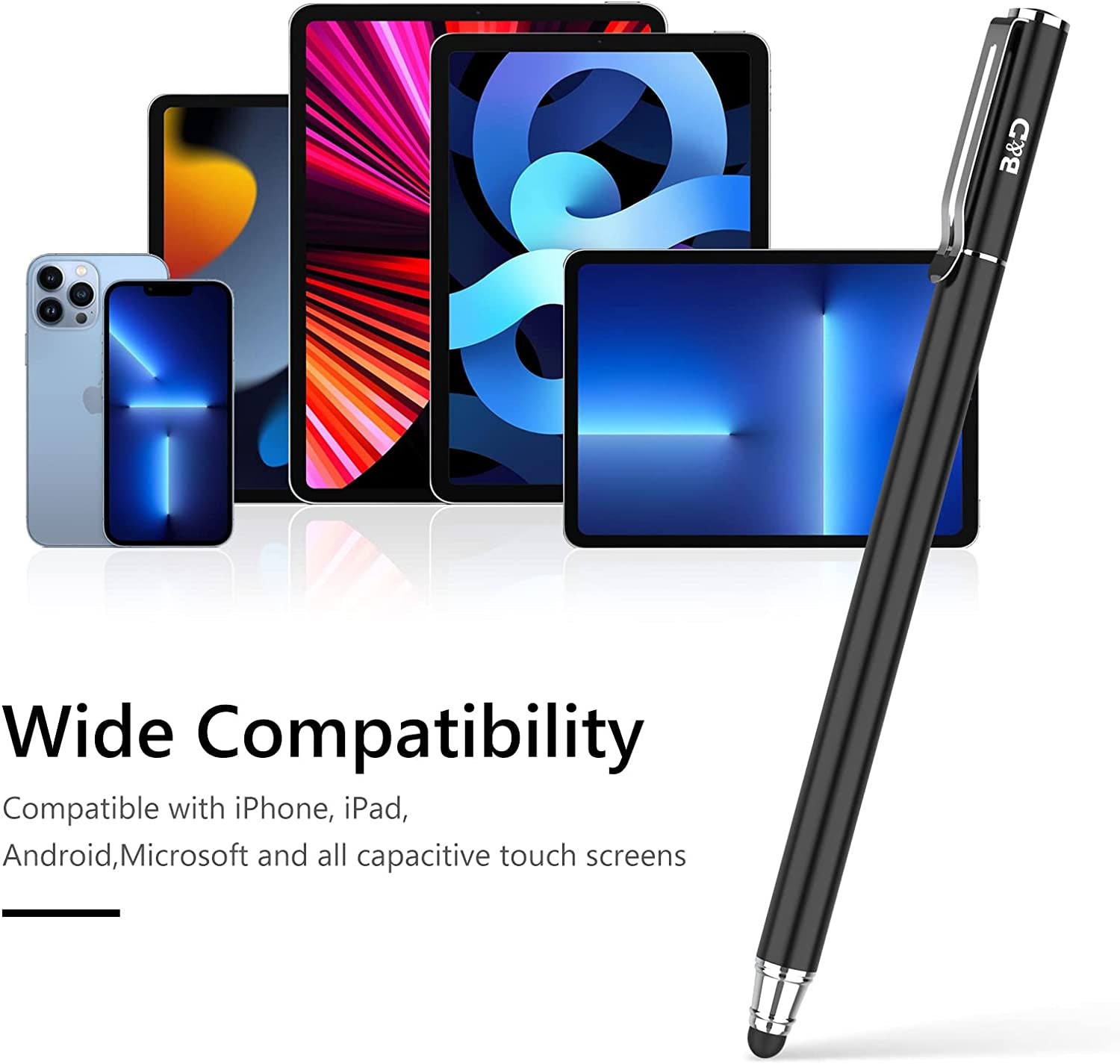 Capacitive Stylus/Styli 2-In-1 Universal Touch Screen Pen for All Touch Screen Tablets & Cell Phones with 20 Extra Replaceable Soft Rubber Tips (Pack of 4)