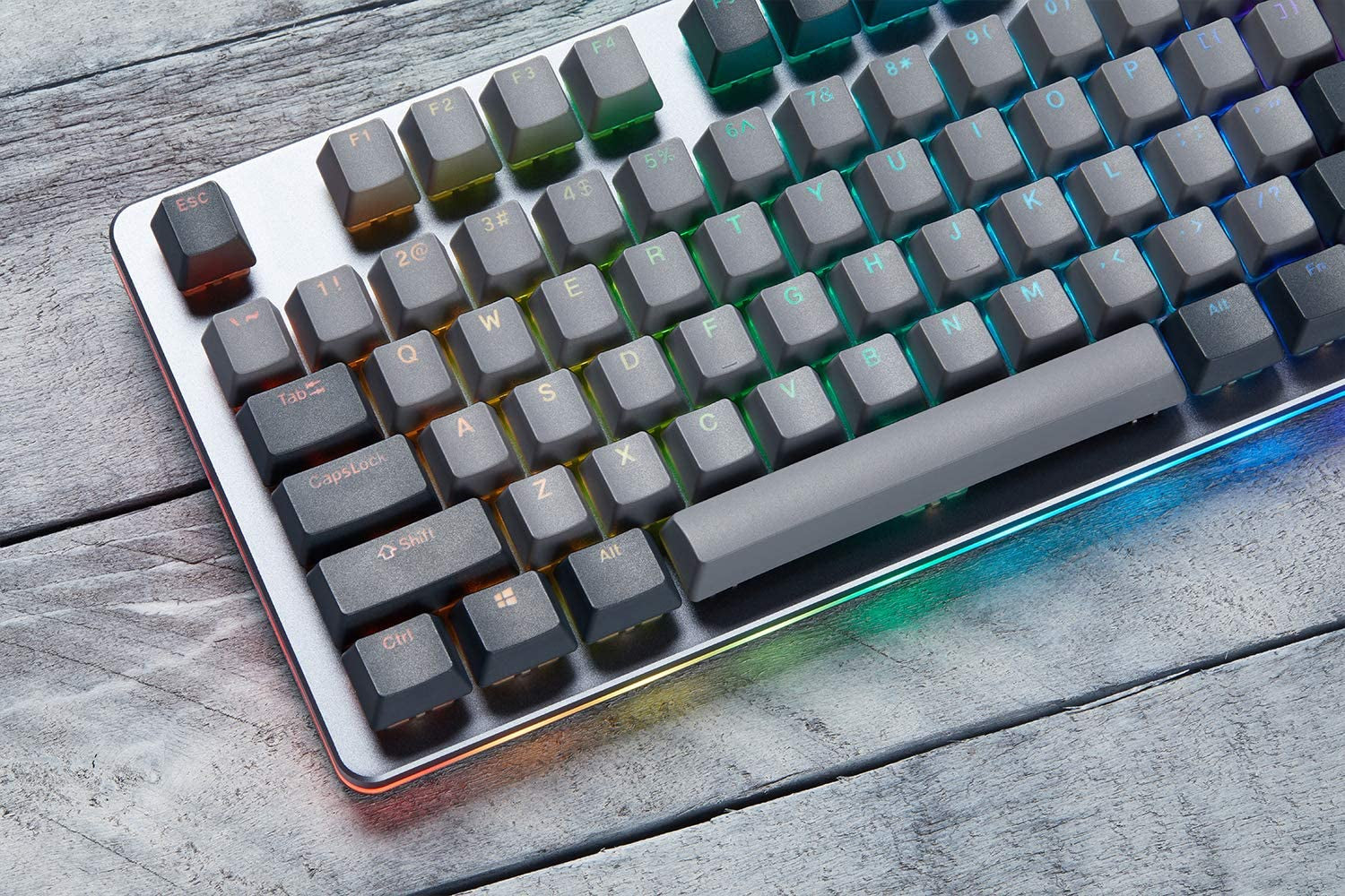CTRL Mechanical Keyboard — Tenkeyless TKL (87 Key) Gaming Keyboard, Hot-Swap Switches, Programmable Macros, RGB LED Backlighting, USB-C, Doubleshot PBT, Aluminum Frame (Kaihua Speed Silver, Gray)